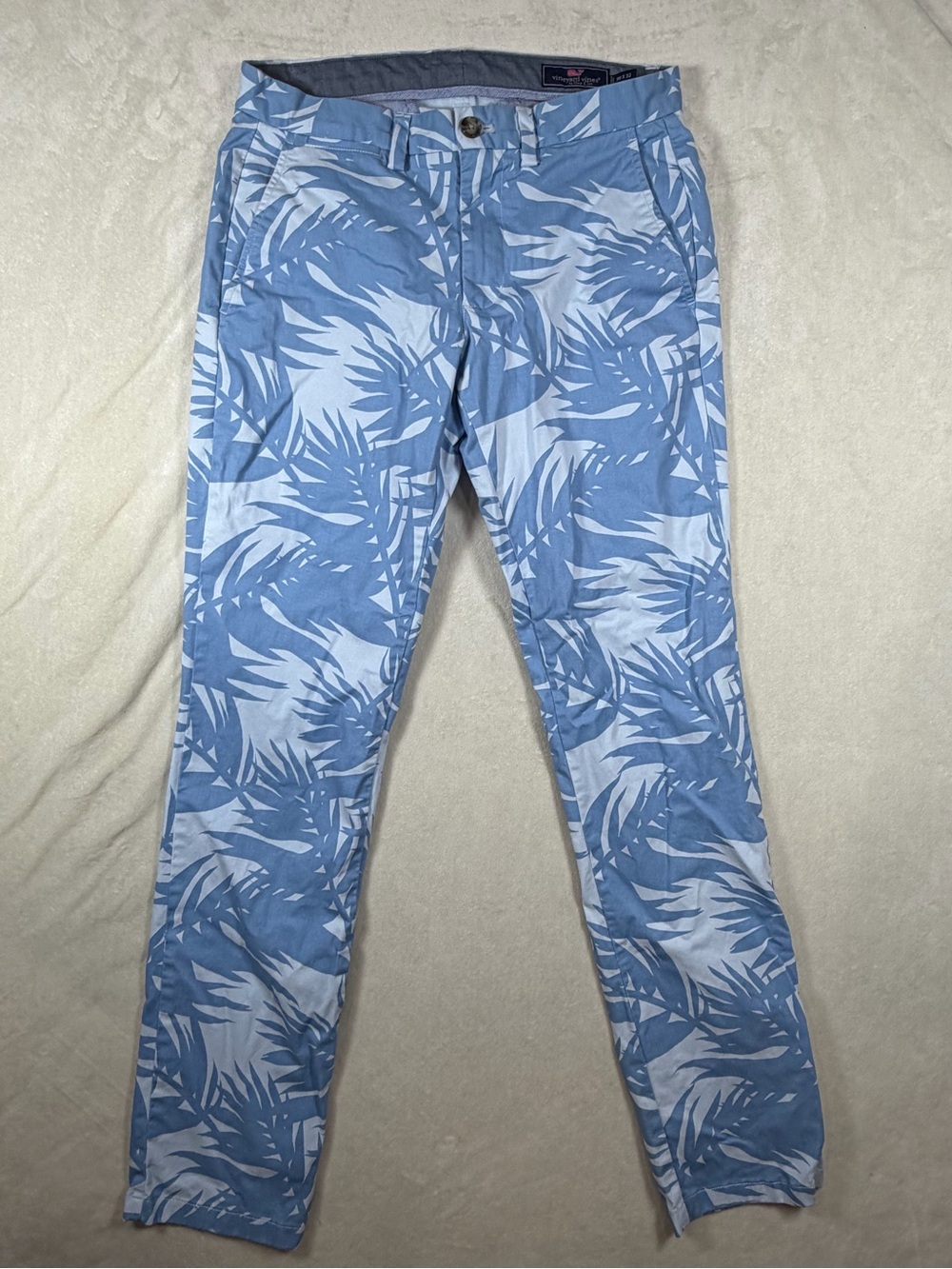 Men's Vineyard Vines 30W 32L Breaker Pant Light Blue Tropical Print Chino Pants